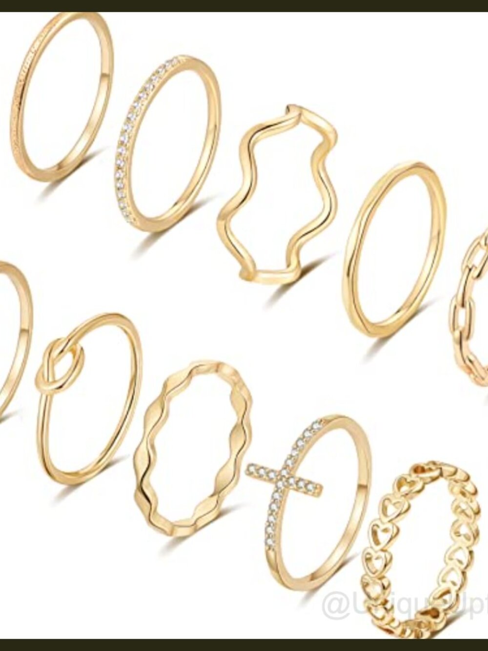 Stackable Rings Set for Women Non Tarnish CZ Brass Ring Set Stacking